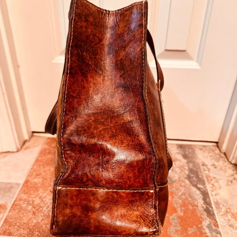 LIKE NEW! PATRICIA NASH TOSCANO BROWN TOOLED TUSCAN TOTE SHOULDER BAG!